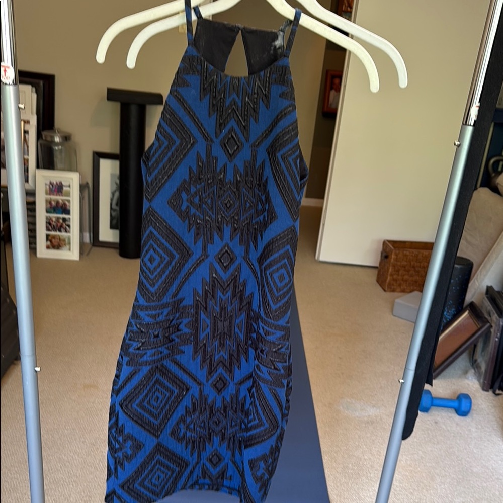 Parker Blue and Black Patterned Dress